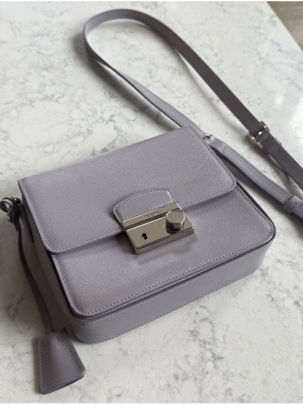 Prada Lavender Gray Saffiano Leather Crossbody - Picture 2 of 5